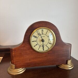 Vintage SESSIONS SELF STARTING Wood & Brass Mantle Desk Clock *Parts Only*